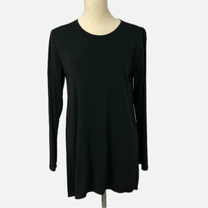 J. Jill Women’s Perfect Pima Cotton Delicate Trim Tunic Top Black Size Medium